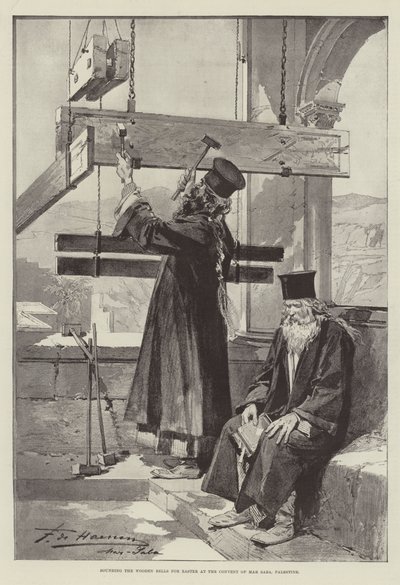 Suonare le Campane di Legno per Pasqua al Convento di Mar Saba, Palestina da English School