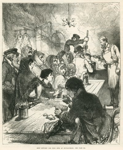 Mensa dei poveri per ebrei a Spitalfields, Londra da English School