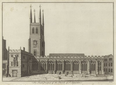 Prospetto sud della Chiesa di St Sepulchre, Londra da English School