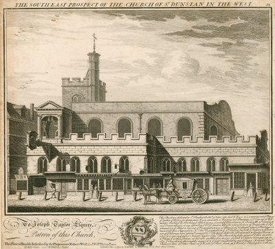 Prospetto sud-est della chiesa di St Dunstan in the West da English School
