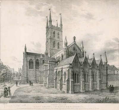 Vista sud-est della Cappella della Madonna, Chiesa di San Salvatore, Southwark da English School