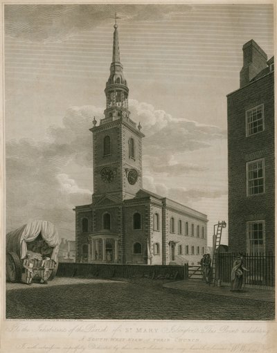 Vista sud della Chiesa di Santa Maria, Islington, Londra da English School