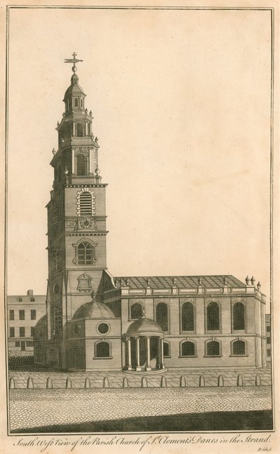 Vista sud-ovest della chiesa parrocchiale di St Clements Danes nello Strand da English School