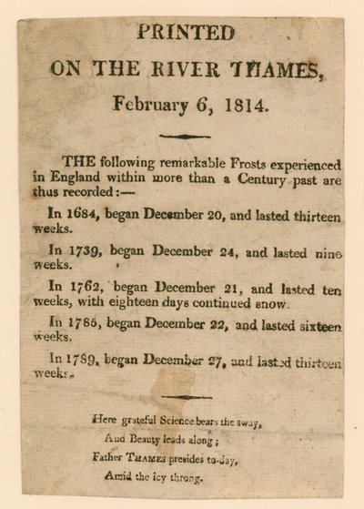 Souvenir della Frost Fair del 1814 da English School