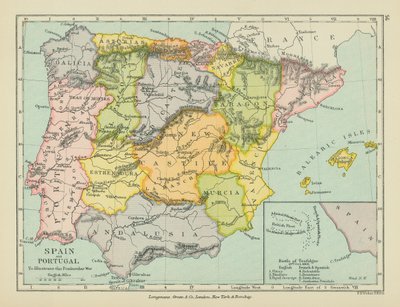 Spagna e Portogallo (litografia a colori) da English School