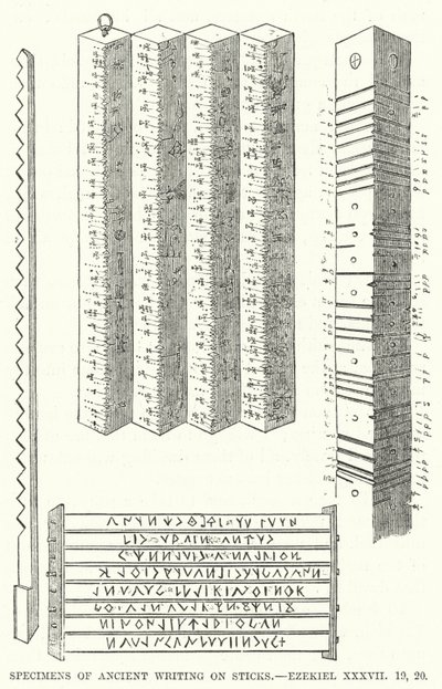Esempi di antica scrittura su bastoni, Ezechiele XXXVII da English School