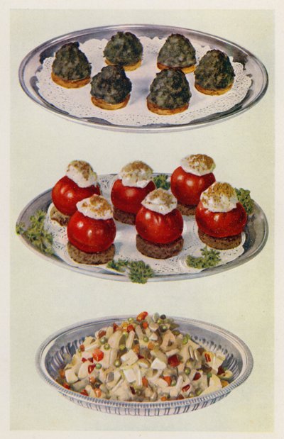 Spinaci alla crema; Pomodori ripieni; Insalata di verdure da English School