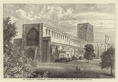 Cattedrale di St Albans, vista sud-ovest, prima del restauro da English School
