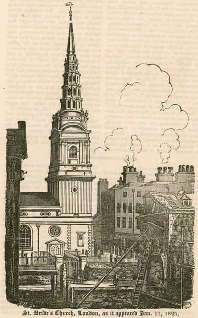 Chiesa di St Brides, Fleet Street, Londra, come appariva l