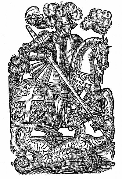 San Giorgio (m. c303), il Cavaliere della Croce Rossa, che uccide il Drago da English School