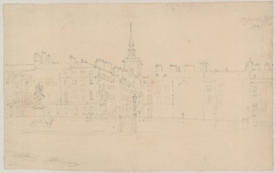 St Jamess Square, Londra; schizzo originale a matita da English School