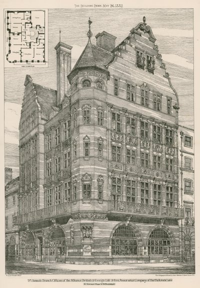Filiale di St James della Alliance British & Foreign Life & Fire Assurance Company di Bartholomew Lane, Londra da English School