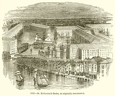 Docks di St. Katherines, come originariamente costruiti da English School