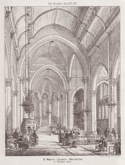 Chiesa di Santa Maria, Brighton (incisione) da English School