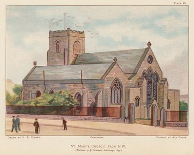 Chiesa di Santa Maria, Scarborough (litografia a colori) da English School