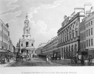Chiesa di Santa Maria e Somerset House nello Strand, 1796 da English School