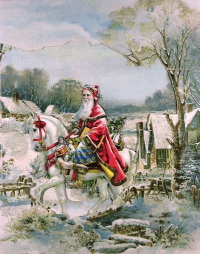 San Nicola, biglietto di Natale vittoriano (stampa) da English School
