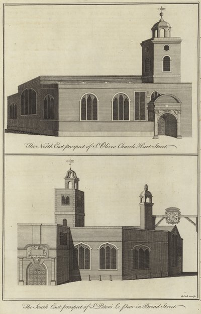 Chiesa di St Olave, Hart Street e Chiesa di St Peter le Poor, Broad Street, Londra da English School