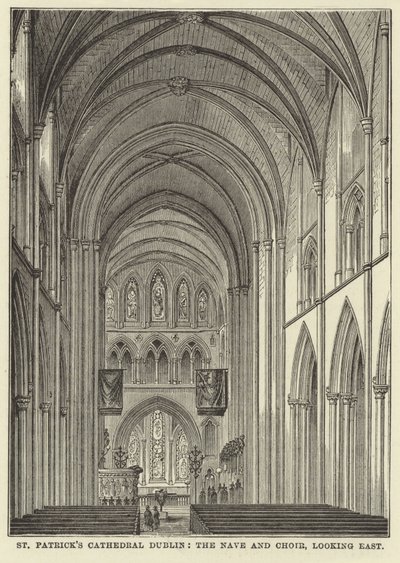 Cattedrale di San Patrizio, Dublino, la navata e il coro, vista verso est da English School