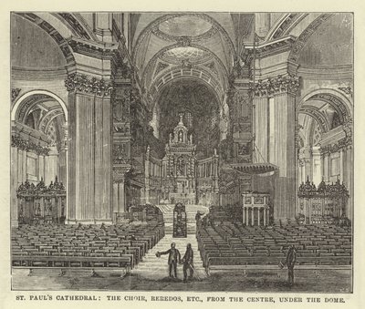 Cattedrale di St Paul, il coro, reredos, ecc., dal centro, sotto la cupola da English School