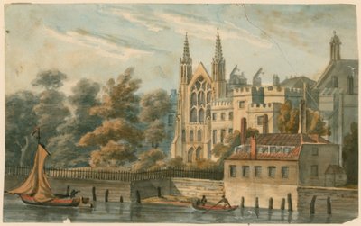 Cappella di San Stefano, Casa del Presidente, ecc., Westminster, Londra, dal fiume Tamigi da English School