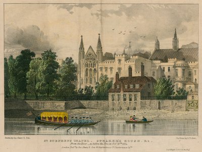 Cappella di San Stefano, Casa del Presidente, ecc., Westminster, Londra, dal fiume Tamigi da English School