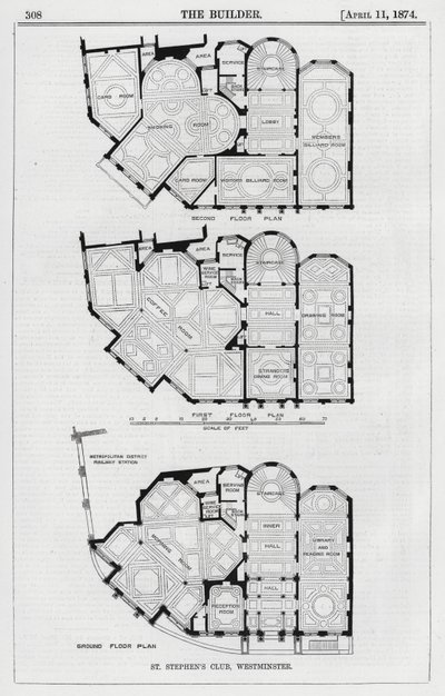 Il Club di San Stefano, Westminster (incisione) da English School