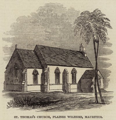Chiesa di San Tommaso, Plaines Wilhems, Mauritius (incisione) da English School