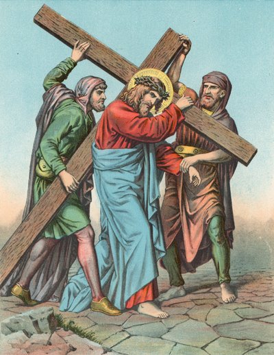 Stazione V Cristo assistito da Simone di Cirene nel portare la croce da English School