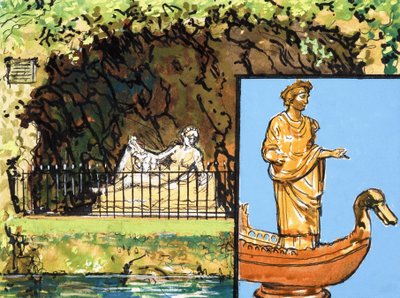 Statua vicino a un Fiume da English School
