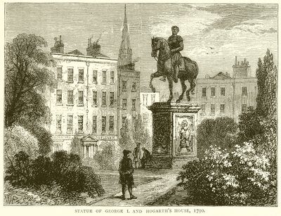 Statua di Giorgio I e casa di Hogarth da English School