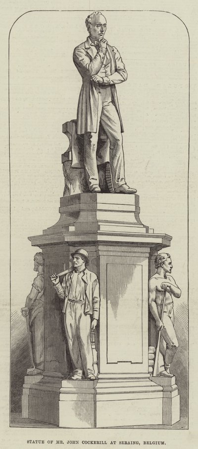 Statua di Mr John Cockerill a Seraing, Belgio (incisione) da English School