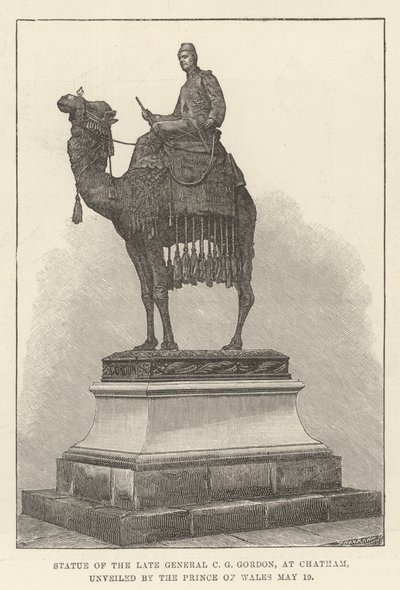 Statua del defunto Generale C G Gordon a Chatham, svelata dal Principe di Galles da English School