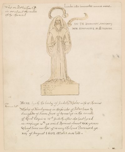 Statua, tomba di Judeth Wheler morta il 21 agosto 1602 da English School