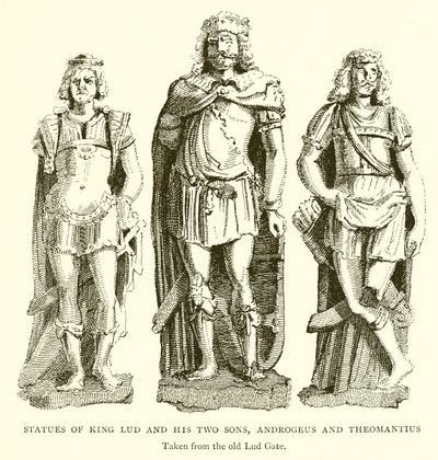 Statue di re Lud e dei suoi due figli, Androgeo e Teomanzio da English School