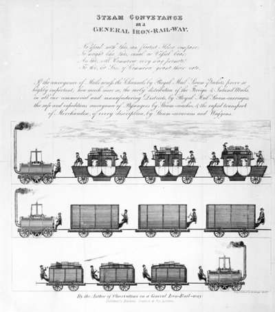 Trasporto a vapore su una ferrovia generale, 1825 da English School
