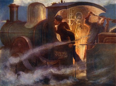 Locomotiva a vapore di notte da English School
