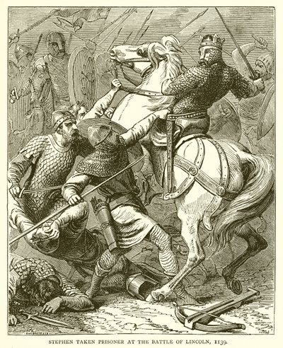 Stefano preso prigioniero alla battaglia di Lincoln, 1139 da English School