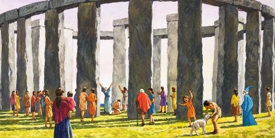 Stonehenge (guazzo su carta) da English School