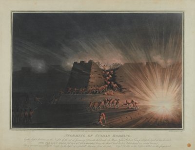 Assalto a Ciudad Rodrigo da parte della Divisione Leggera nella notte del 19 gennaio 1812, inciso da J.H. Clark e H. Merke, pubblicato nel febbraio 1815 da English School