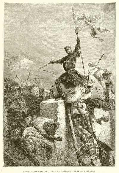 Assalto di Costantinopoli da parte di Baldovino, conte delle Fiandre da English School