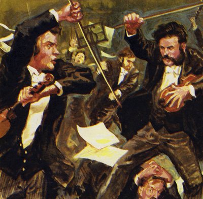 Strauss incontrò altri tre violinisti, ma vennero alle mani durante un concerto da English School