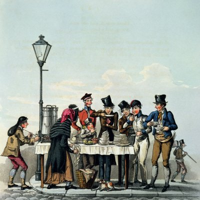 Colazione in strada incisa da G.Hunt, 1825 da English School