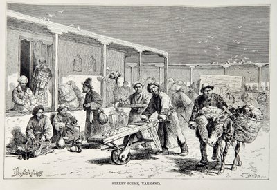 Scena di strada, Yarkand, illustrazione da La Geografia Universale, la Terra e i suoi abitanti di Elisee Reclus, pubblicato nel 1878 da English School