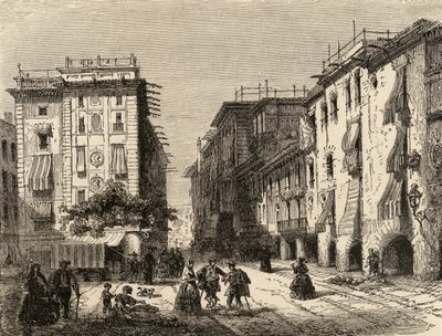 Strada a Barcellona, illustrazione da 