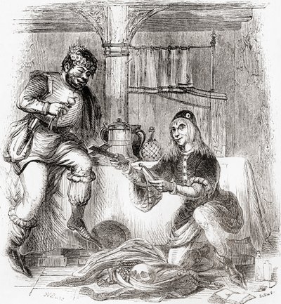 Sumpnour e Pardoner, da Old England: A Pictorial Museum, pub. 1847 da English School