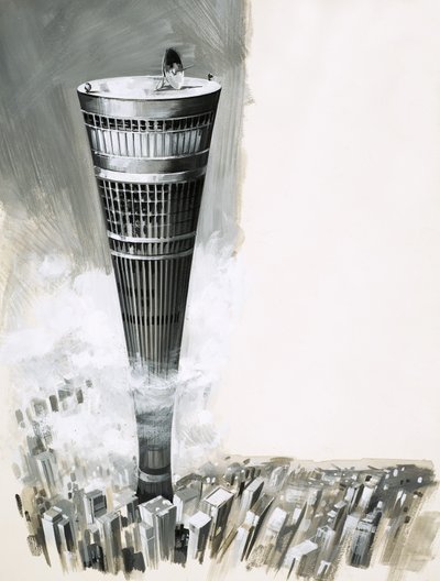 Super città nel cielo. Grattacielo futuristico da English School