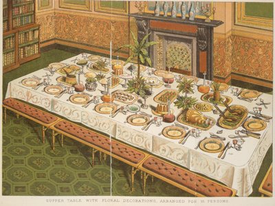 Tavola da cena con decorazioni floreali, per 16 persone, da 