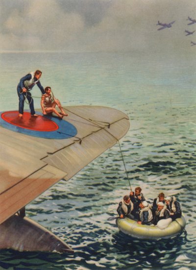 Sopravvissuti di un aereo britannico abbattuto in un gommone, Seconda Guerra Mondiale da English School