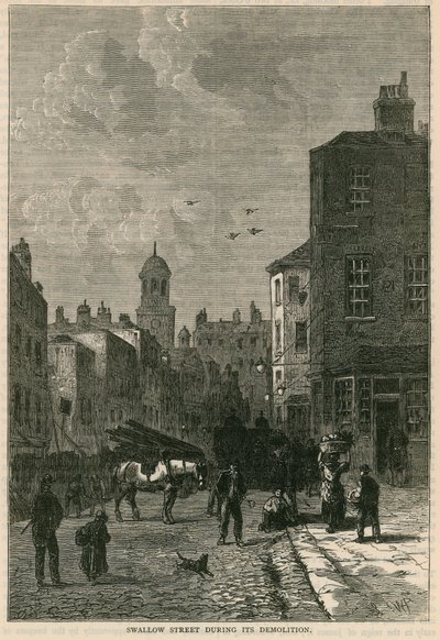 Swallow Street, Londra, durante la demolizione da English School